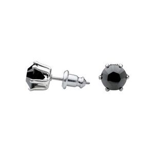 Swarovski Crystal Jet Black 2 CTW Stud Post Sterling Silver Earrings